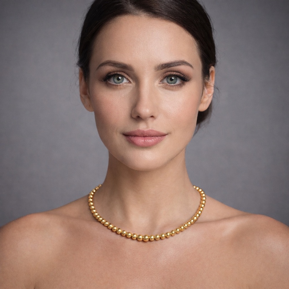 Mayamar - 24K Elegant Gold Beaded Necklace 18” Adjustable - Picture 4 of 4